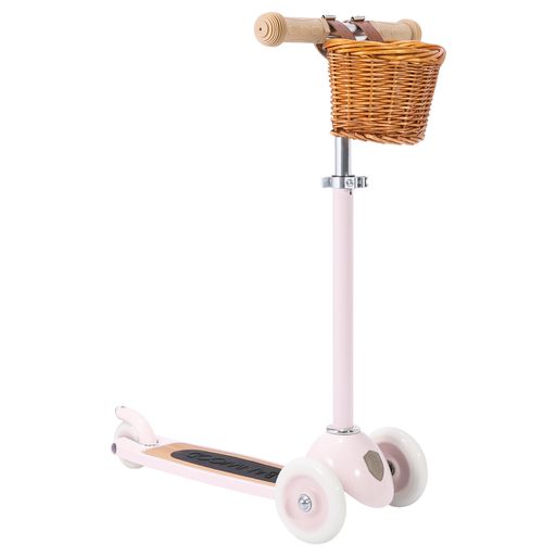 Banwood toddler scooter with wicker basket