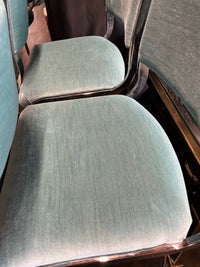 Set of 6 Milo Baughman Style Mid-Century Upholstered Bar Stools with Chrome Bases