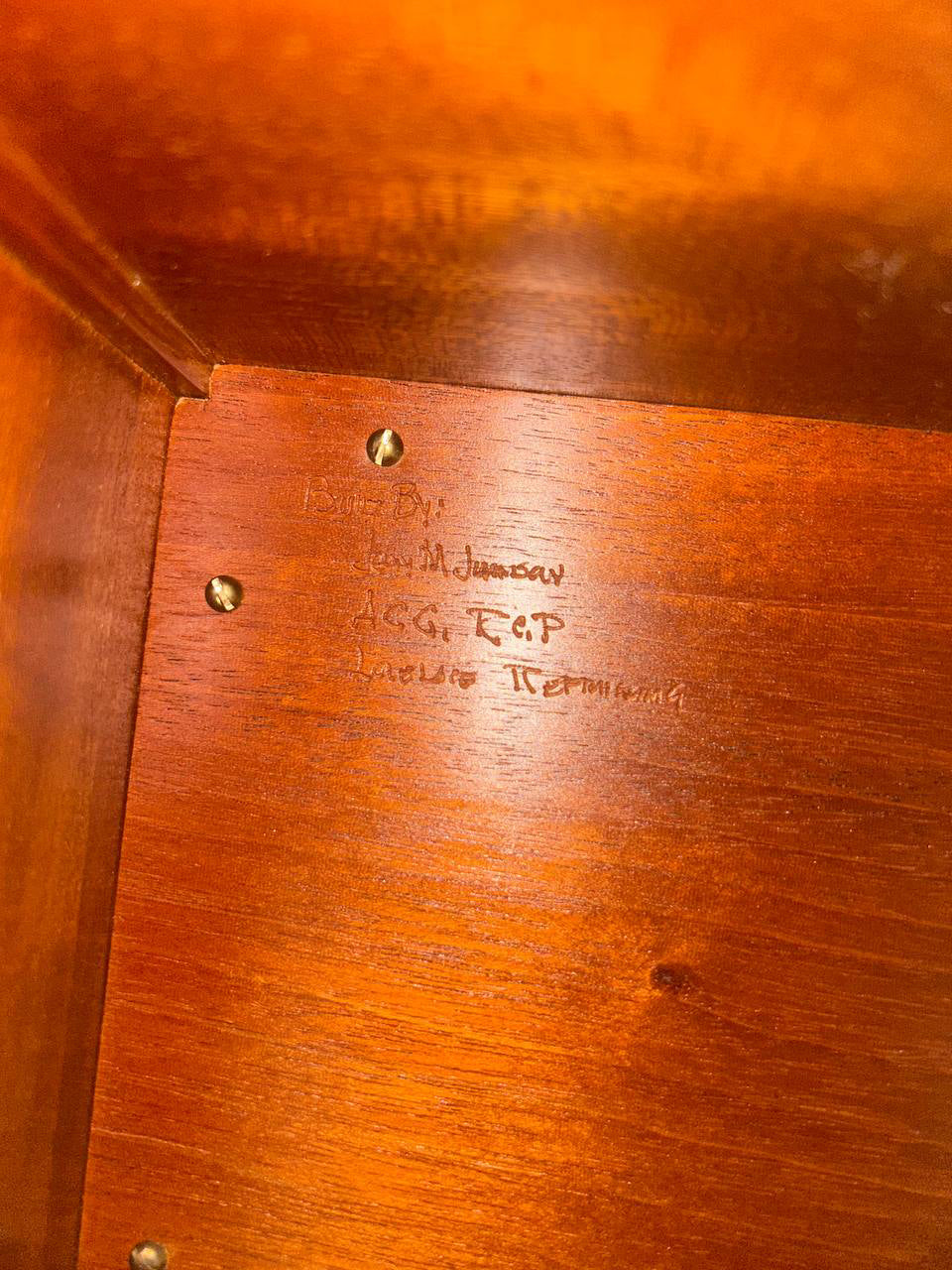 Benchmade Bowfront Mahogany Console Table with Ebony Inlays