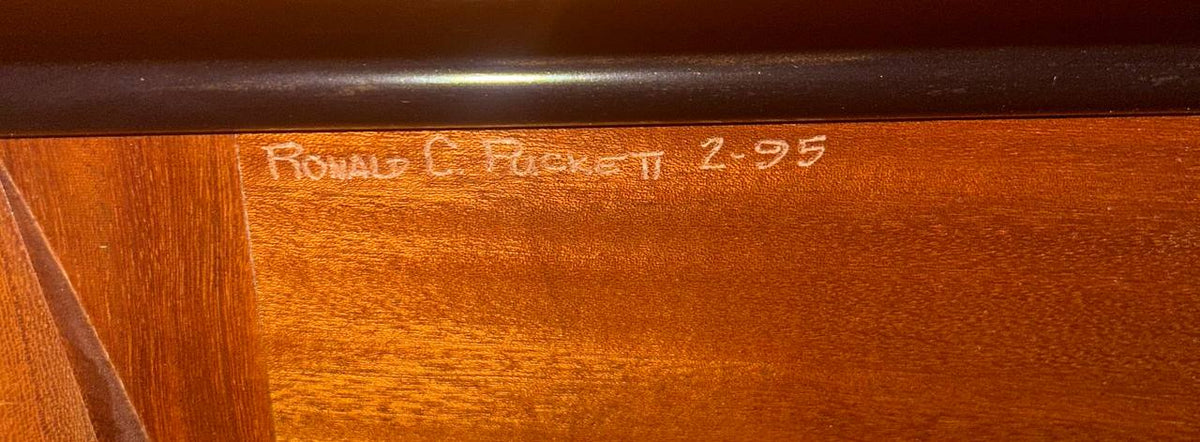 Benchmade Bowfront Mahogany Console Table with Ebony Inlays