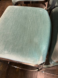 Set of 6 Milo Baughman Style Mid-Century Upholstered Bar Stools with Chrome Bases