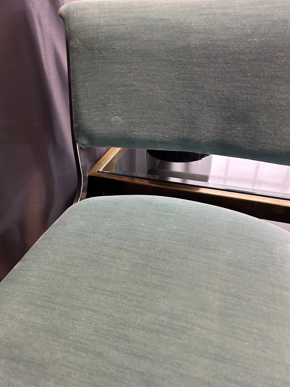 Set of 6 Milo Baughman Style Mid-Century Upholstered Bar Stools with Chrome Bases