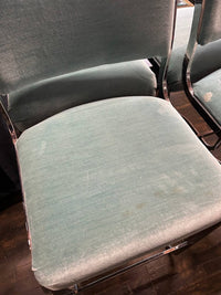 Set of 6 Milo Baughman Style Mid-Century Upholstered Bar Stools with Chrome Bases