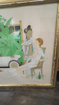 This is a lovely large limited edition framed lithograph by French artist, Philippe Henri Noyer in his signature surrealist/modernist style. It is titled "White Rolls Royce".  45/150 Studio Sonja Milan Chicago,  IL