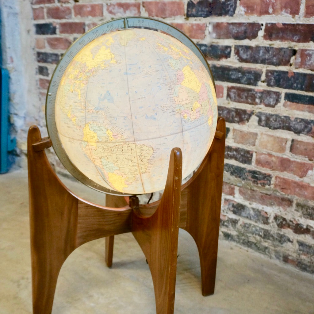 Adrian Pearsall Mid-Century Lit Globe on Stand