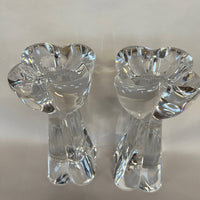 Pair of Baccarat Diomede Crystal Clover Candlesticks