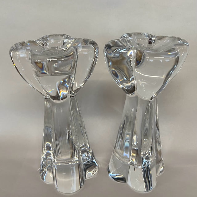 Pair of Baccarat Diomede Crystal Clover Candlesticks