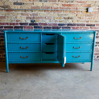 Henry Link Bali Hai Faux Bamboo Bedroom Furniture Turquoise Chicago mid-century modern palm beach glam