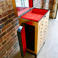 Tall Hand Painted Asian Vintage Jewelry Cabinet with Gold Leaf