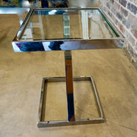 Pace Collection "Z" Base Chrome and Glass Side Table