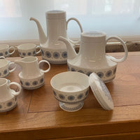 Rosenthal dessert service, mid-century porcelain china, Tapio Wirkkala designed dessert set, blue, gray porcelain.  Studio Sonja Milan, Chicago, IL Rosenthal Germany, great unique wedding gift