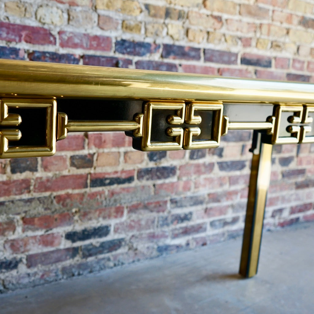 Mastercraft Black Lacquer and Brass Console 
