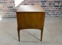 Lane Rhythm mid century nightstand. Petite size. 2 drawers.  Walnut finish.