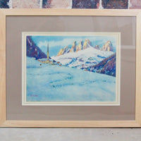 Watercolor by Ugo Flumiani Dolomite Mountains