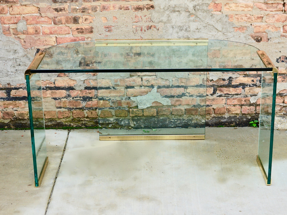 Pace Collection Glass Brass Desk Chicago