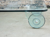 Roche Bobois Glass Coffee Table on wheels Chicago