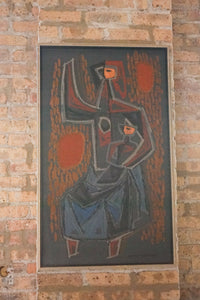 Painting by Zeljko Kujundzic titled "Mother and Child", Mid-century original painting, Serbian painter