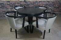 Round Black Lacquer Dining Table with Leaves