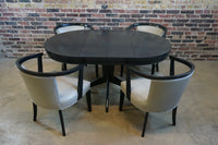 Round Black Lacquer Dining Table with Leaves
