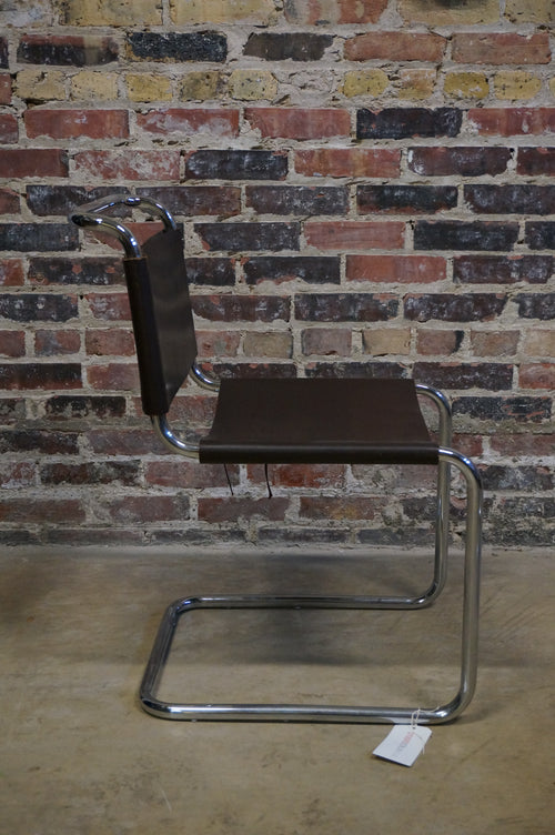 Set of 4 Spoleto Dining Chairs by Knoll Chrome Frame and Brown