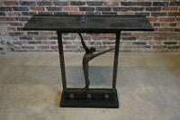 Black Granite and Iron Console Table