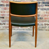 Niels O Moller Teak and black leather dining chairs.