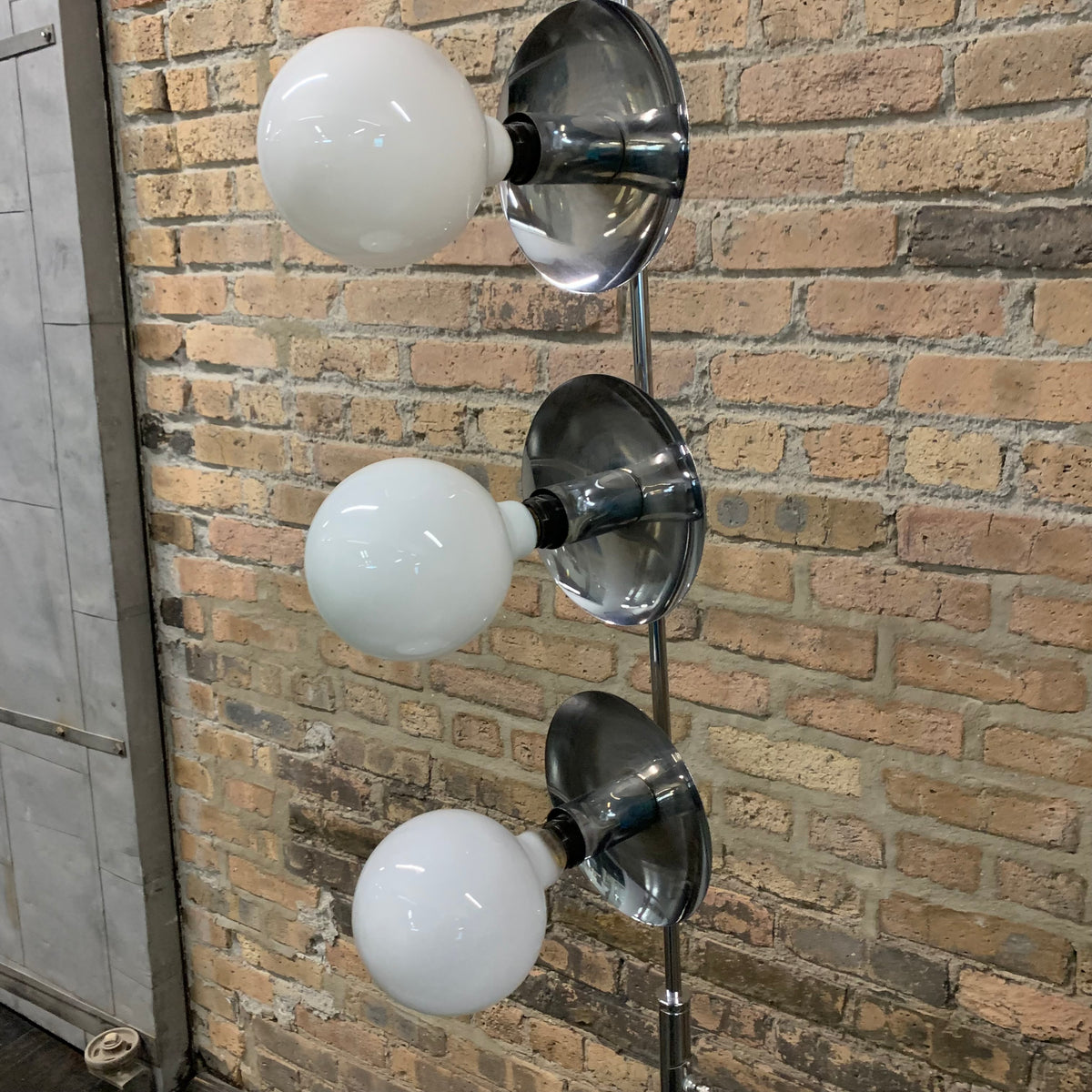 Mid-Century Modern Space Age Chrome Floor Lamp with 3 Large Bulbs