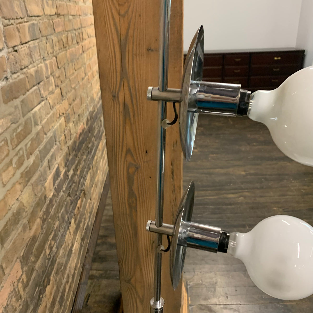 Mid-Century Modern Space Age Chrome Floor Lamp with 3 Large Bulbs