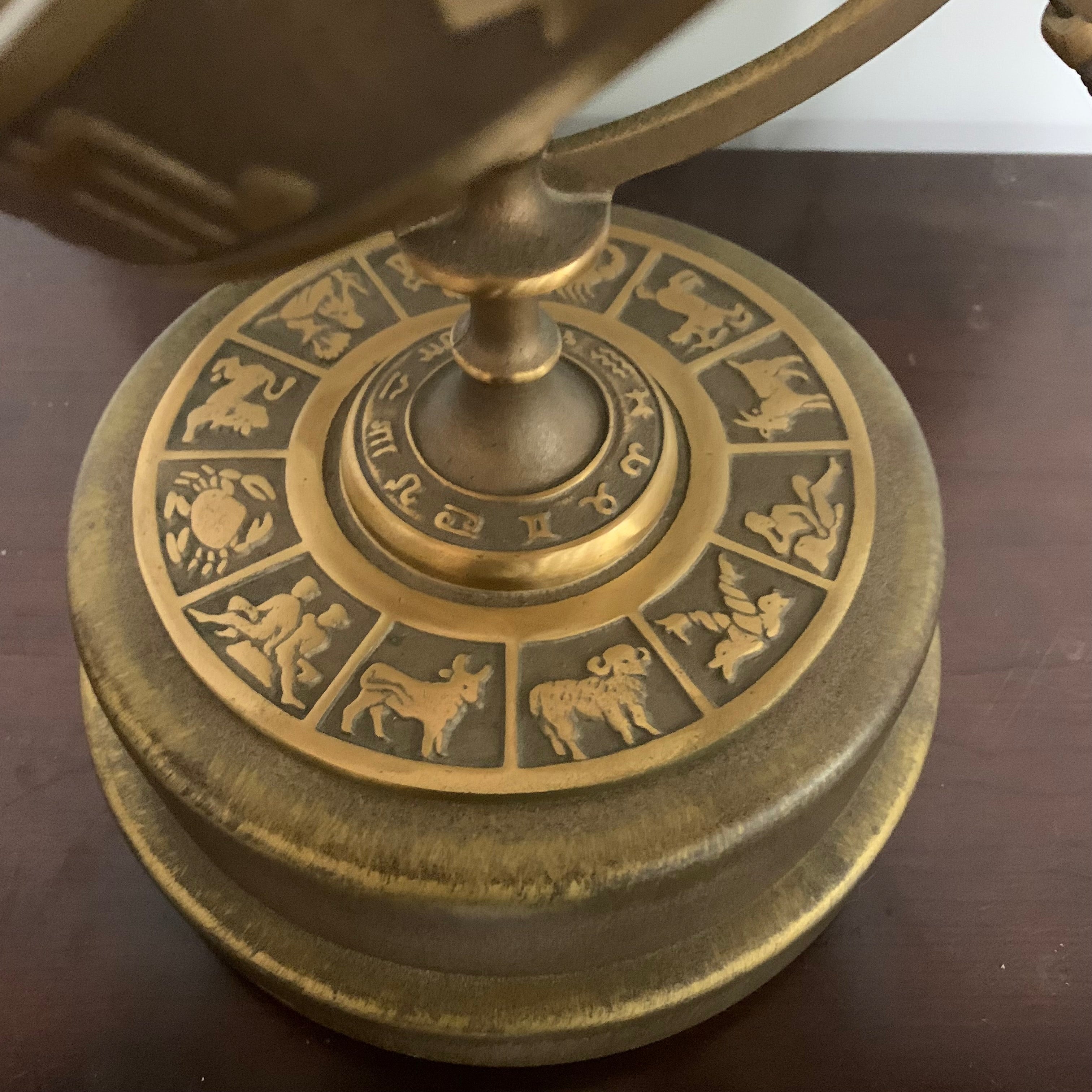 Bronze Astrological Armillary Table Lamp by Frederick Cooper Lamp Co