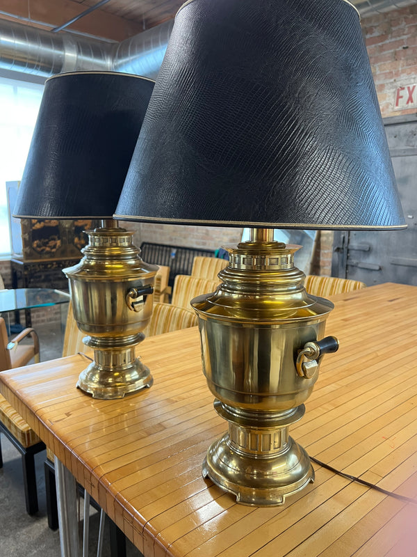 Pair of Stiffel Brass Urn Lamps, Chicago, Il