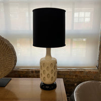 Mid Century Ivory and Black Table Lamp