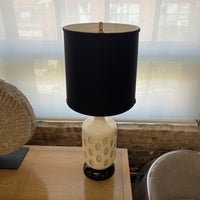 Mid Century Ivory and Black Table Lamp