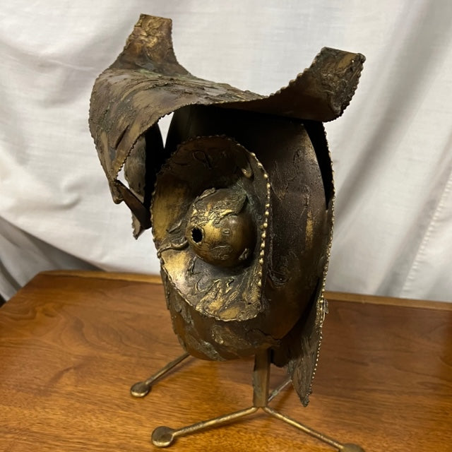 Large Brutalist C Jere Owl Sculpture Signed and Dated