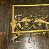 Beautiful coffee table base in the style of Giacometti.  It has a sculptural quality.  It features birds on branches. Chicago, IL, Studio Sonja Milan, midcentury coffee table, unique sculptural brass coffee table
