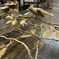 Beautiful coffee table base in the style of Giacometti.  It has a sculptural quality.  It features birds on branches. Chicago, IL, Studio Sonja Milan, midcentury coffee table, unique sculptural brass coffee table