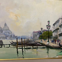Oil painting of Venice, framed.