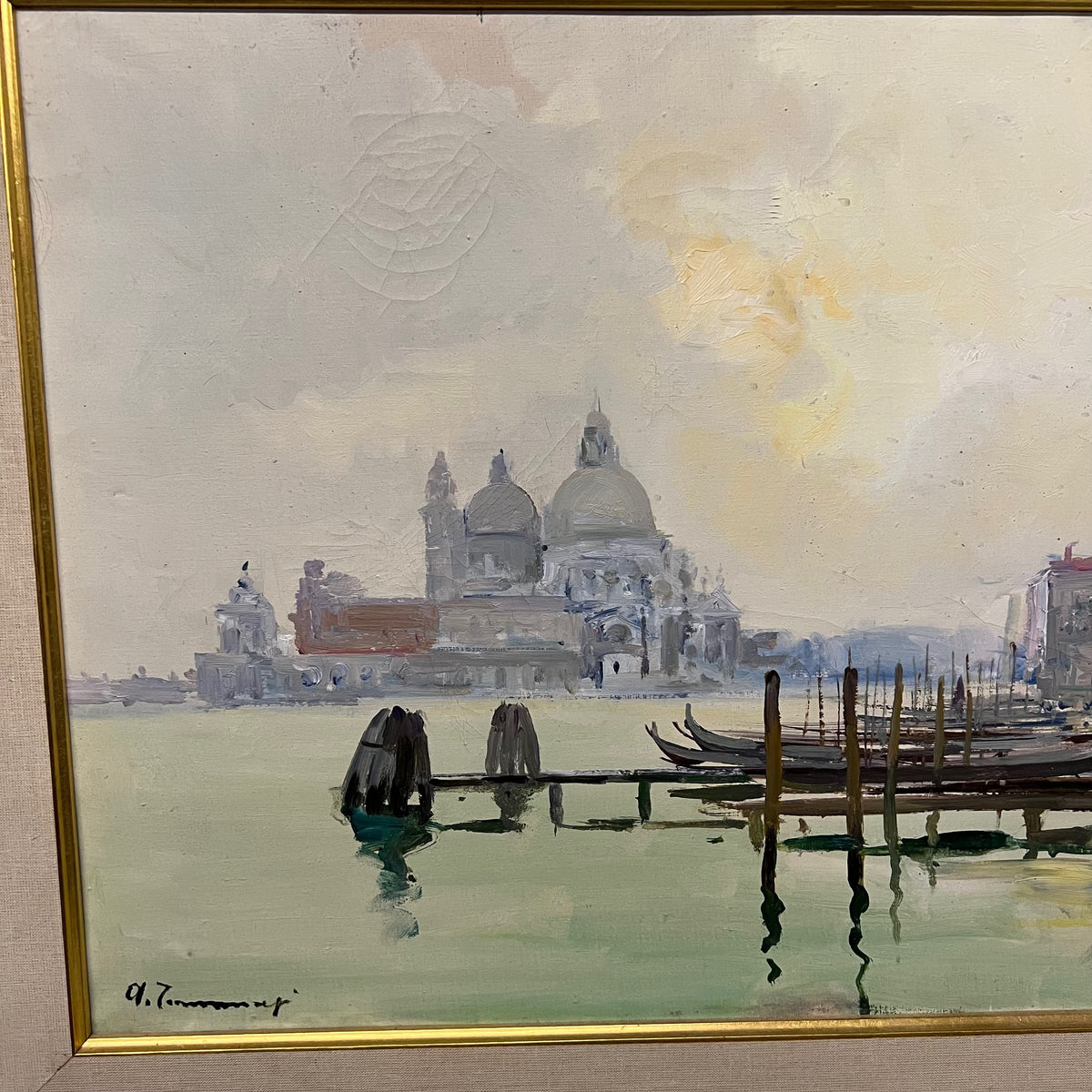 Oil painting of Venice, framed.