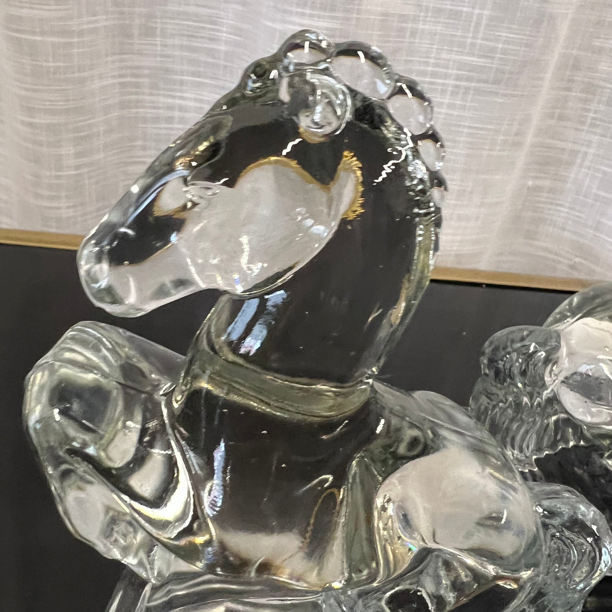 Rearing Horse bookends, Pair, Glass bookends, 1049's, LE Smith Glass, Art Deco, mid century modern, equestrian decor, timeless.  Studio Sonja Milan, Chicago, IL