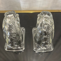 federal glass, 1940's art deco bookends, equestrian decor, midcentury modern, glass bookends, studio Sonja Milan, Chicago, IL,  pressed glass