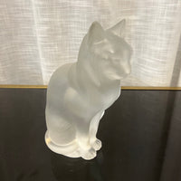 This lovely large cat sculpture by Rene Lalique. Chat Assis.  Signed Lalique cat sculpture.  Great wedding gift, gift for cat lover, Lalique signed crystal. Studio Sonja Milan, Chicago, IL