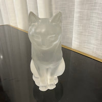 This lovely large cat sculpture by Rene Lalique. Chat Assis.  Signed Lalique cat sculpture.  Great wedding gift, gift for cat lover, Lalique signed crystal. Studio Sonja Milan, Chicago, IL