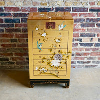 Tall Asian Jewelry Chest gold leaf and hand painted