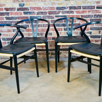 Set of 4 Black Wegner Wishbone Chairs - CH24