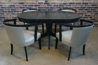 Round Black Lacquer Dining Table with Leaves