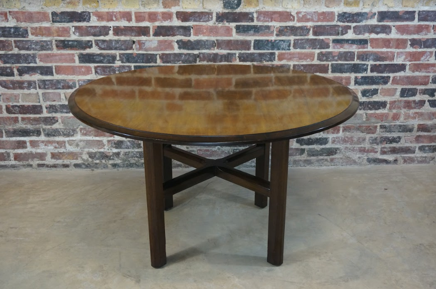 Round walnut game table, chicago, IL