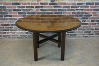 Round walnut game table, chicago, IL