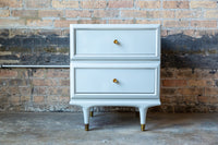 Kent Coffey Continental Dresser and nightstand, lacquered gray, mid-century dresser