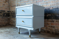 Kent Coffey Continental Dresser and nightstand, lacquered gray, mid-century dresser