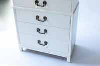 Mid-Century Modern Landstrom Highboy in Off-White Lacquer with Chinoiserie Style