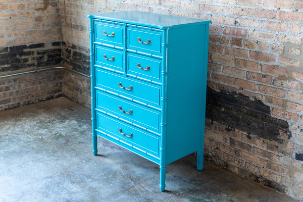 Henry Link Bali Hai Faux Bamboo Bedroom Furniture Turquoise Chicago mid-century modern palm beach glam